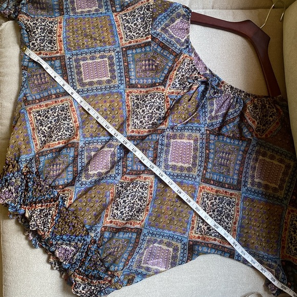 Boho Peasant Blouse with fitted waist, drawstring ties M - Picture 10 of 11